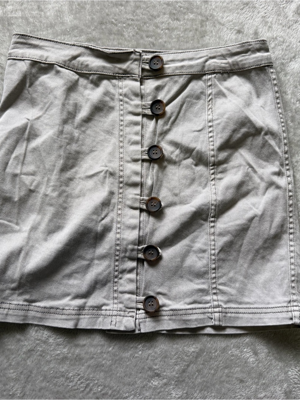 Altar'd State Button-Front Mini Skirt in Light Gray